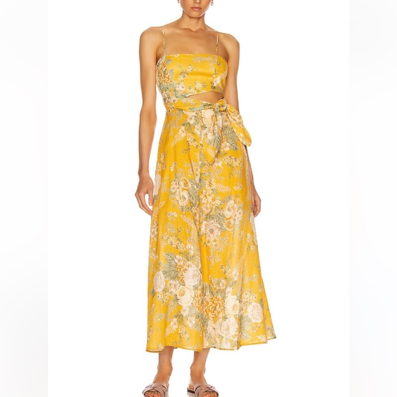Zimmermann scarf tie linen midi dress - Picture 1 of 15